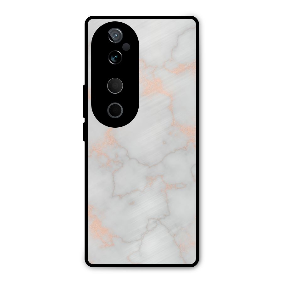 RoseGold Marble Metal Back Case for Vivo T3 Ultra