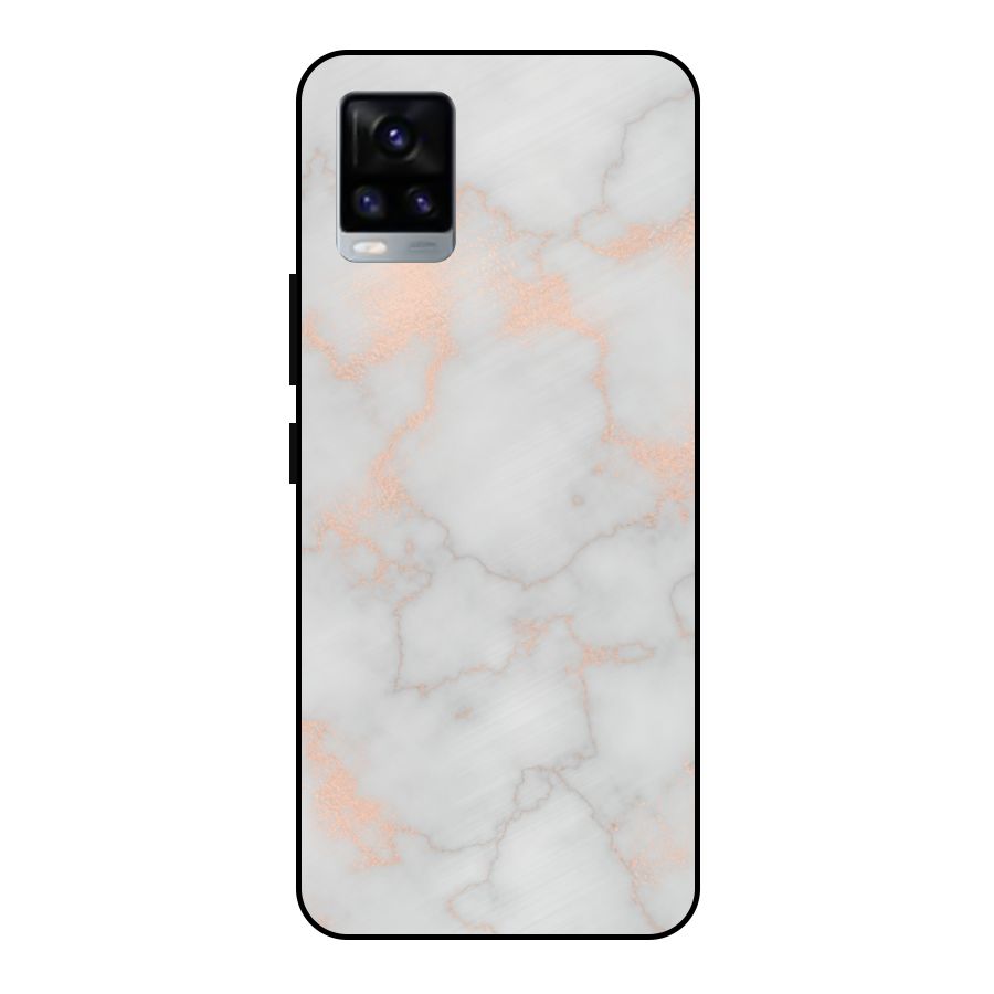 RoseGold Marble Metal Back Case for Vivo V20 2021