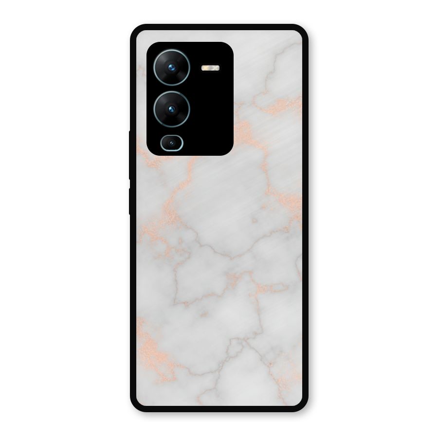 RoseGold Marble Metal Back Case for Vivo V25 Pro