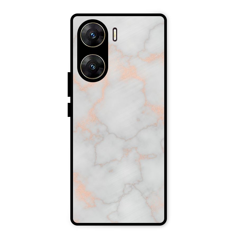 RoseGold Marble Metal Back Case for Vivo V29e