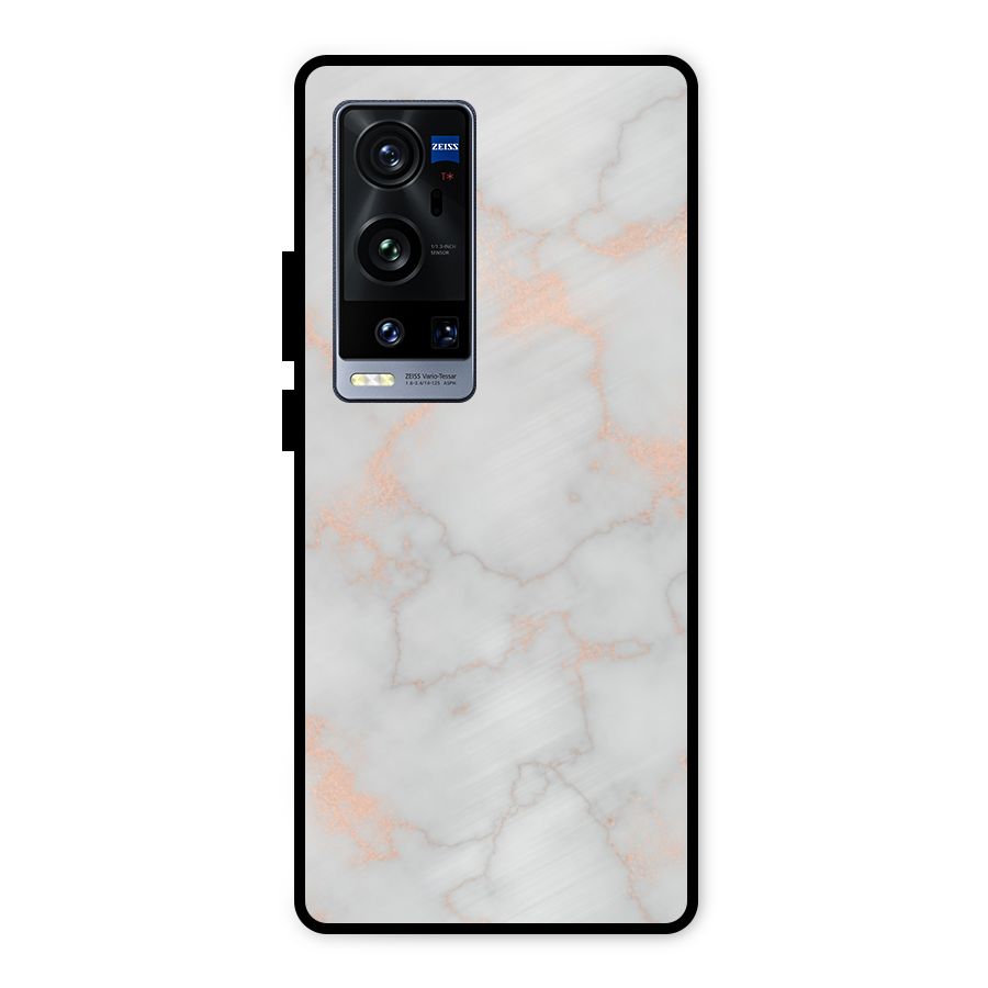 RoseGold Marble Metal Back Case for Vivo X60 Pro Plus