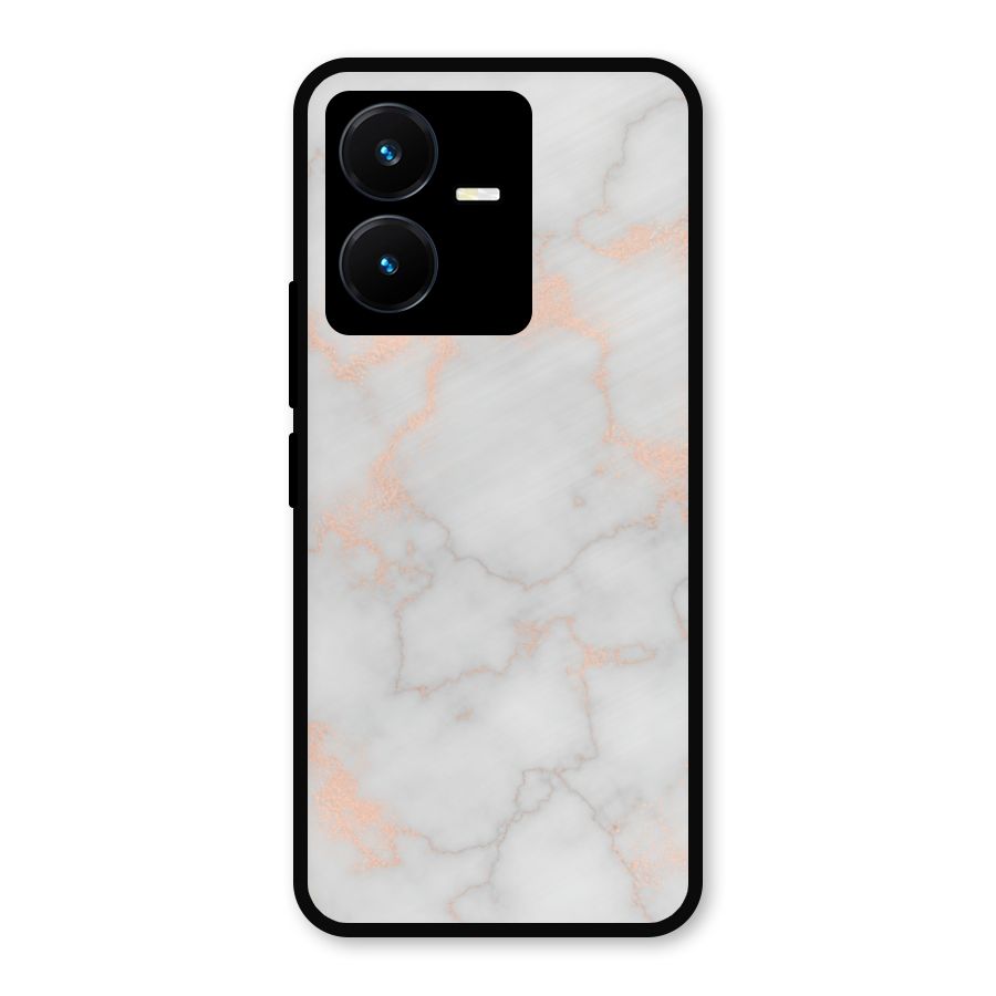 RoseGold Marble Metal Back Case for Vivo Y22s