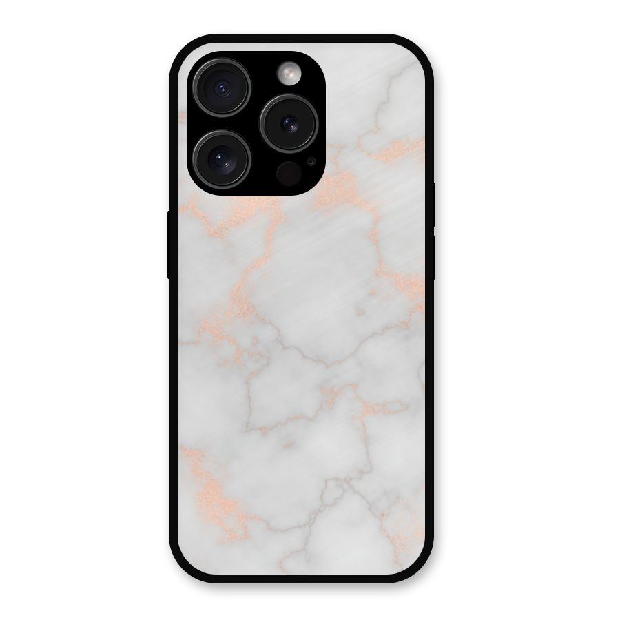 RoseGold Marble Metal Back Case for iPhone 15 Pro