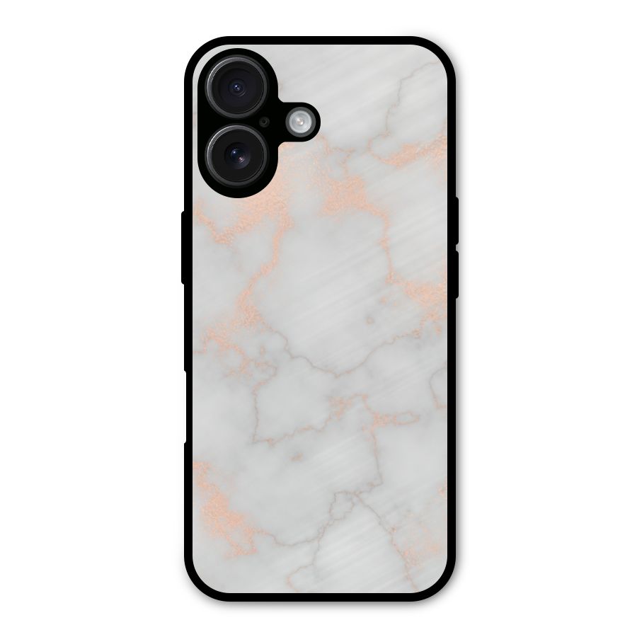 RoseGold Marble Metal Back Case for iPhone 16