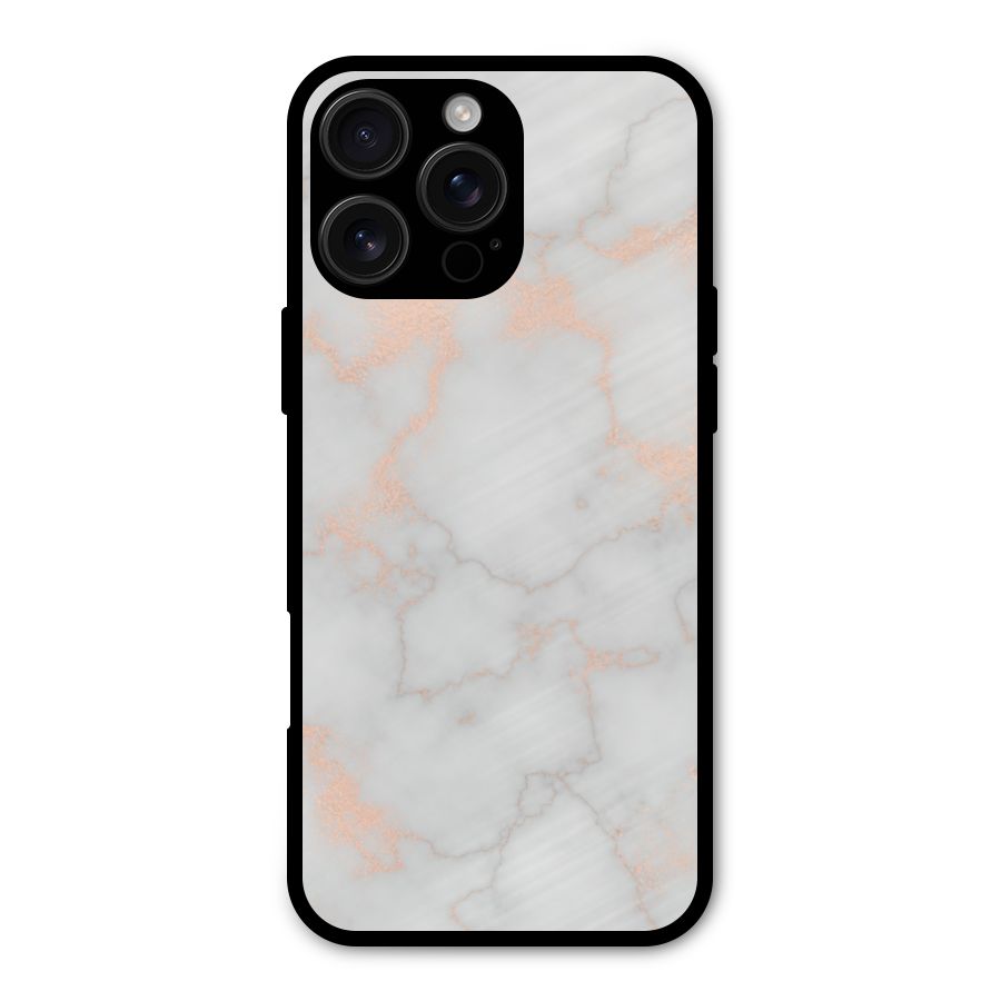RoseGold Marble Metal Back Case for iPhone 16 Pro Max