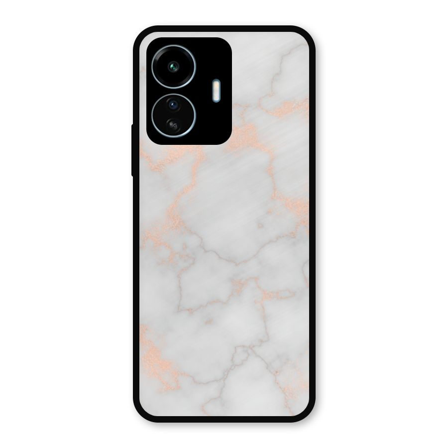 RoseGold Marble Metal Back Case for vivo iQOO Z6 Lite 5G