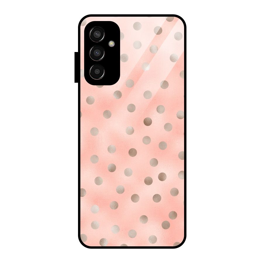 RoseGold Polka Dots Glass Back Case for Galaxy F13
