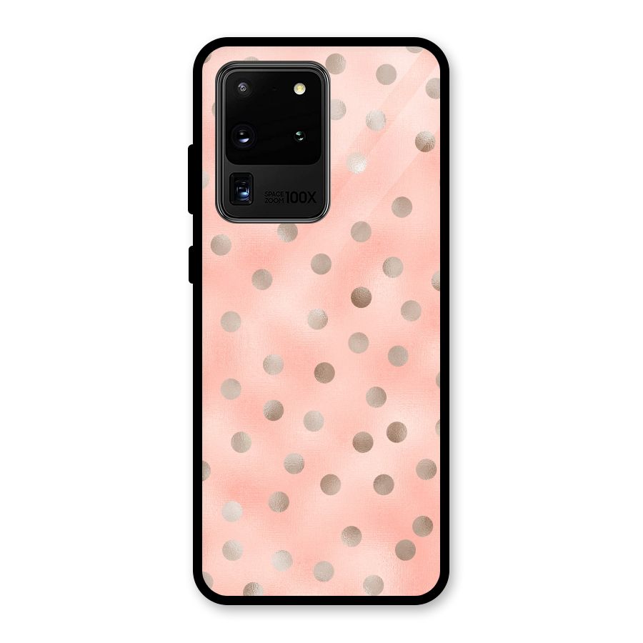 RoseGold Polka Dots Glass Back Case for Galaxy S20 Ultra