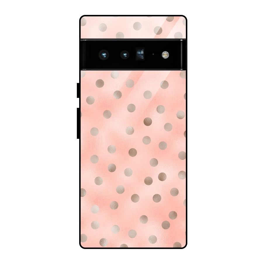 RoseGold Polka Dots Glass Back Case for Google Pixel 6 Pro