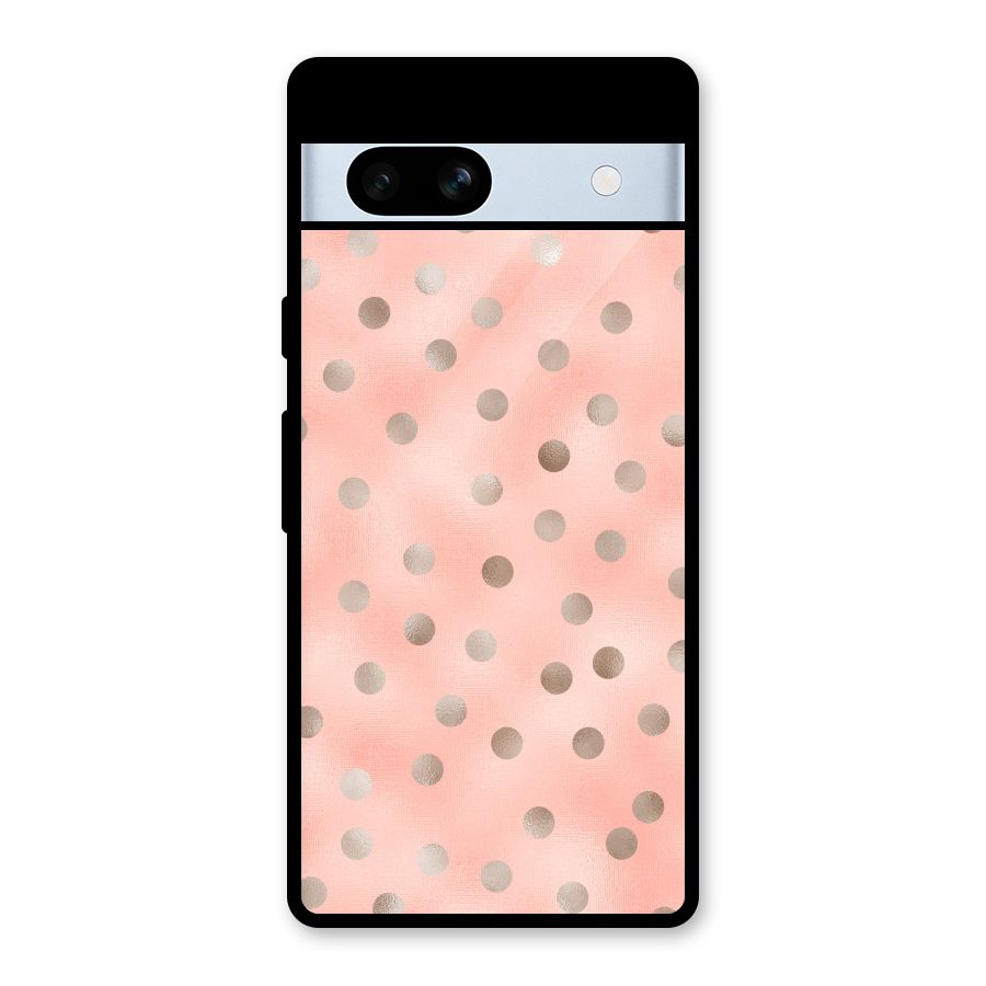 RoseGold Polka Dots Glass Back Case for Google Pixel 7a