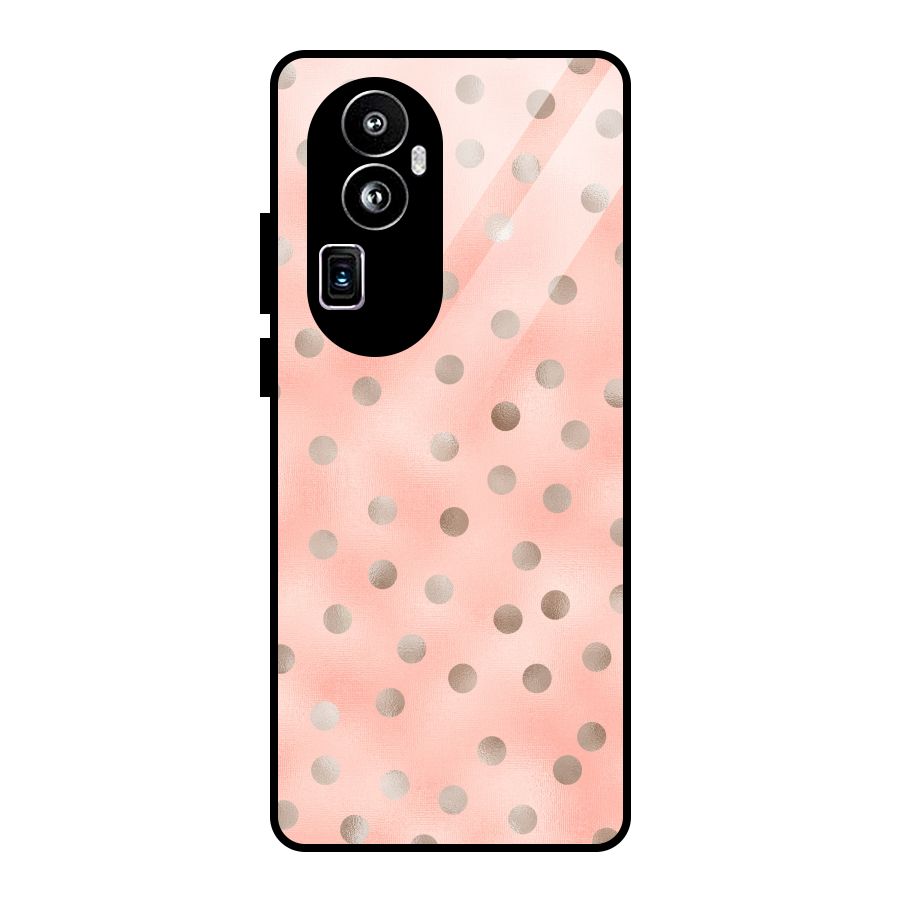 RoseGold Polka Dots Glass Back Case for Oppo Reno10 Pro Plus