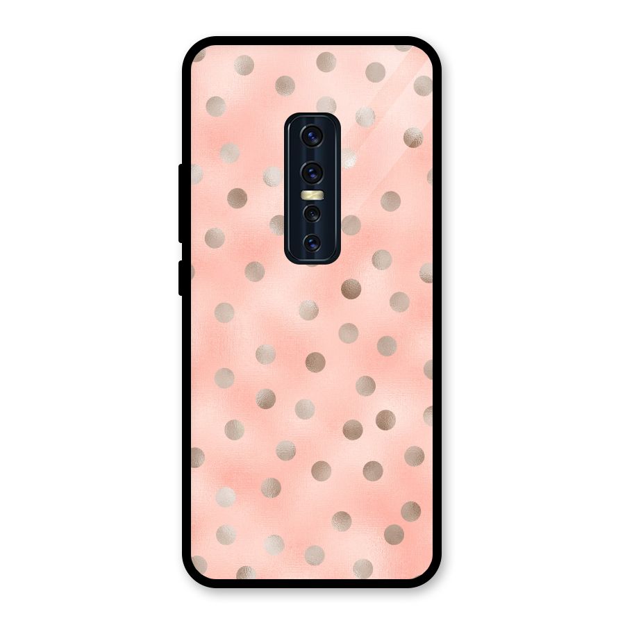 RoseGold Polka Dots Glass Back Case for Vivo V17 Pro