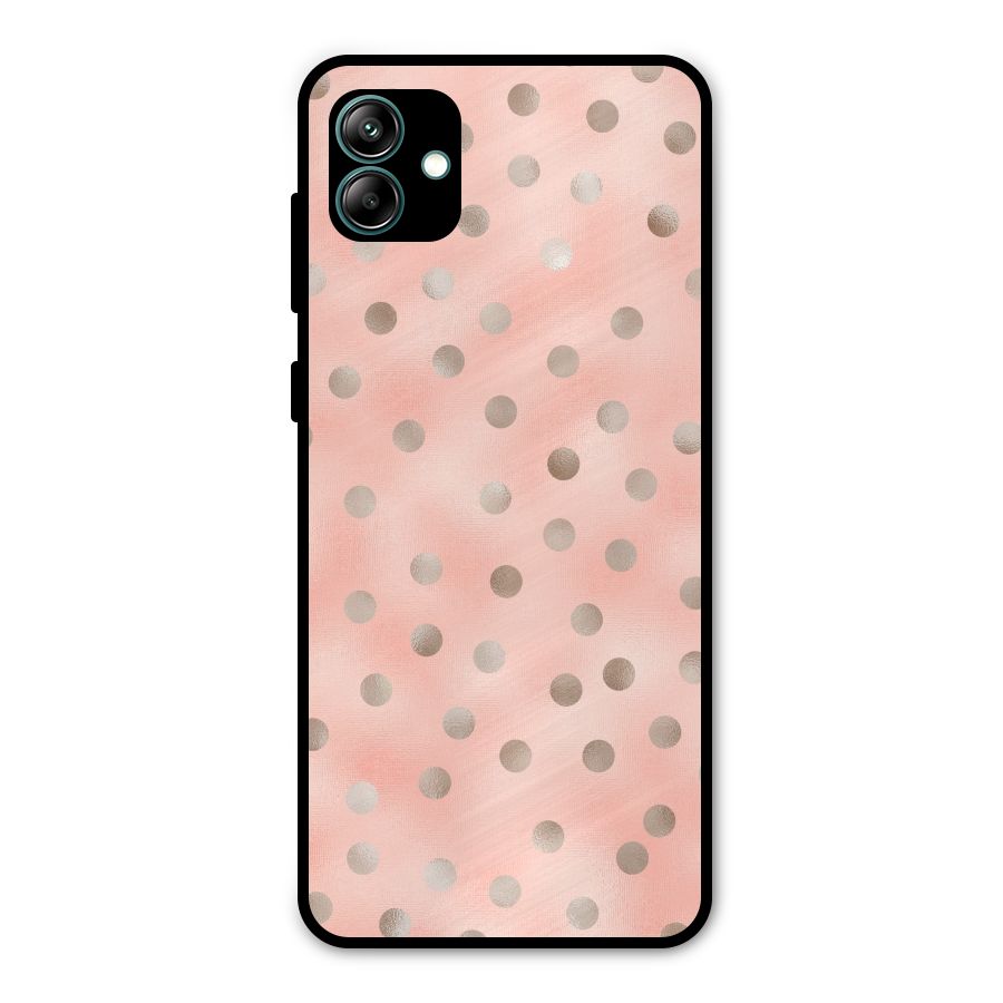 RoseGold Polka Dots Metal Back Case for Galaxy A04