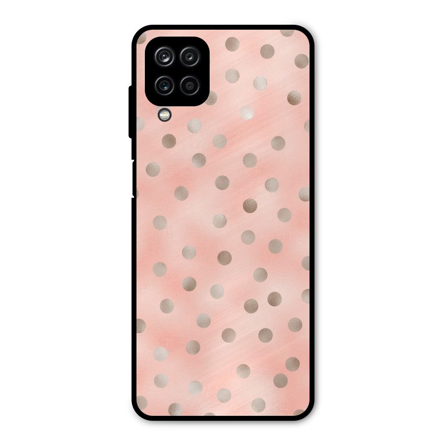 RoseGold Polka Dots Metal Back Case for Galaxy A12