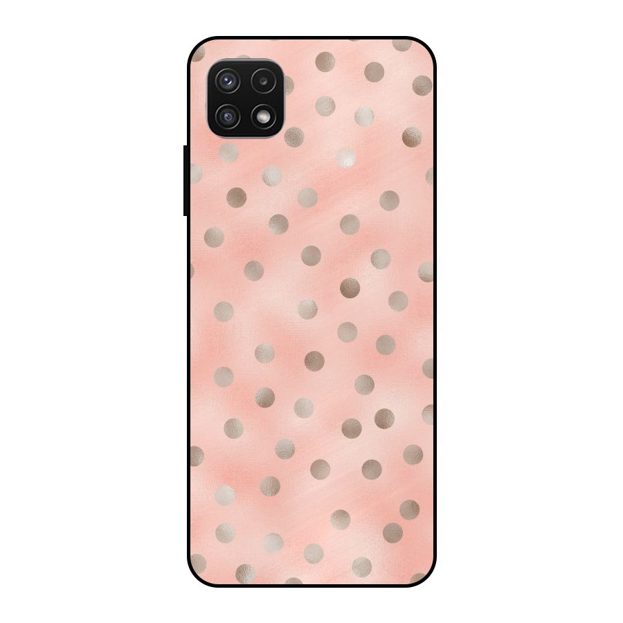 RoseGold Polka Dots Metal Back Case for Galaxy A22 5G