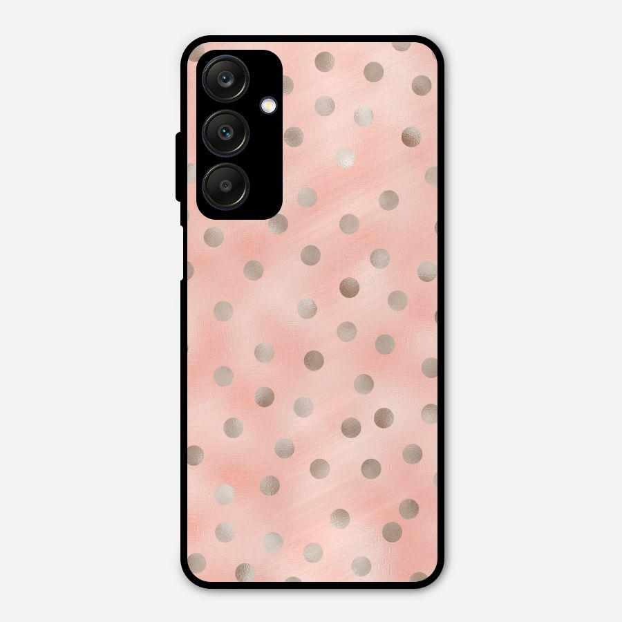 RoseGold Polka Dots Metal Back Case for Galaxy A25 5G