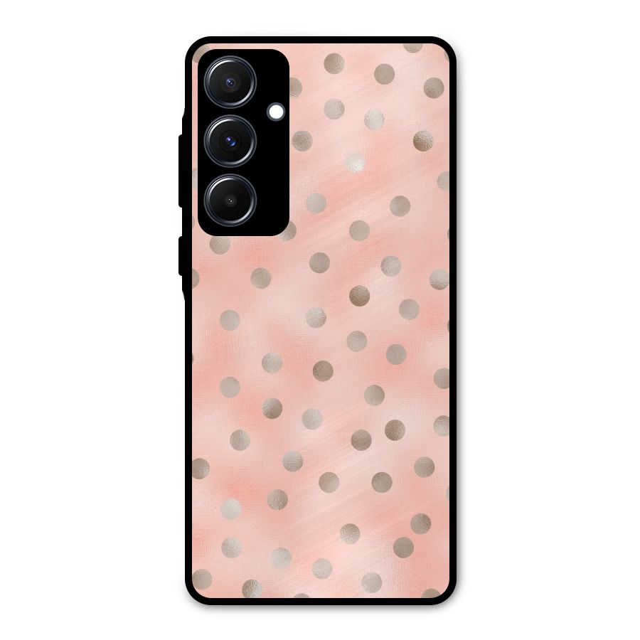 RoseGold Polka Dots Metal Back Case for Galaxy A55