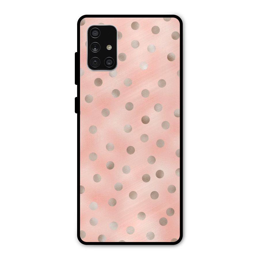 RoseGold Polka Dots Metal Back Case for Galaxy A71