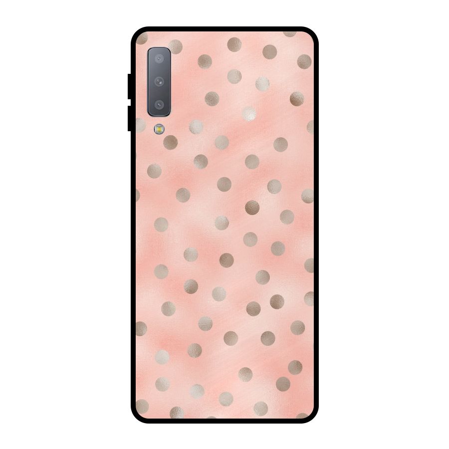 RoseGold Polka Dots Metal Back Case for Galaxy A7 (2018)