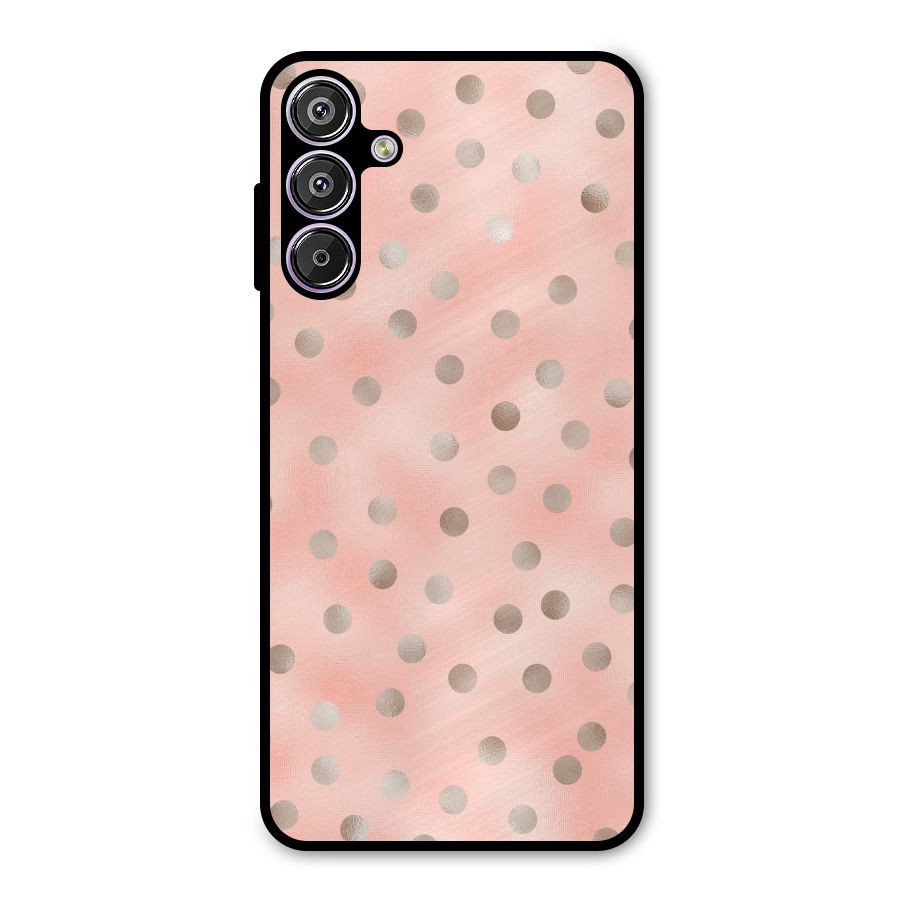 RoseGold Polka Dots Metal Back Case for Galaxy F15