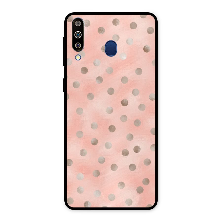 RoseGold Polka Dots Metal Back Case for Galaxy M30