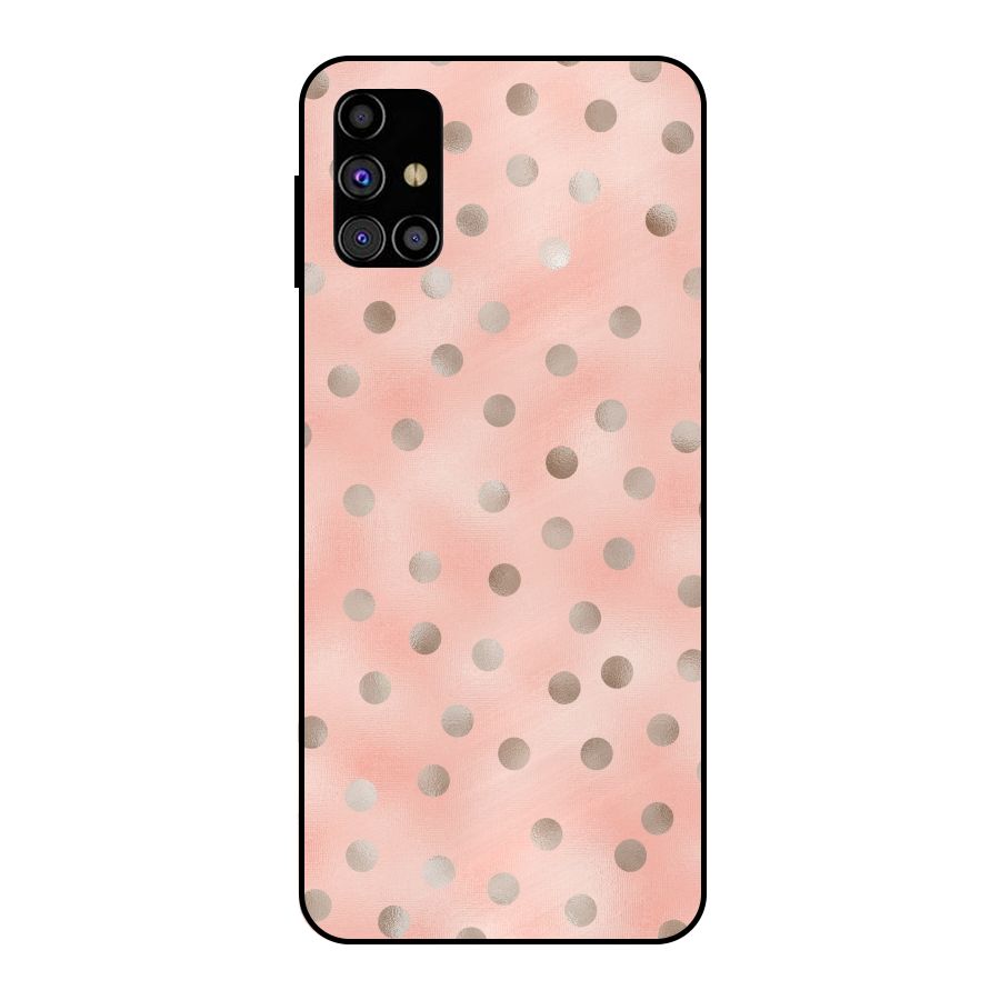 RoseGold Polka Dots Metal Back Case for Galaxy M31s