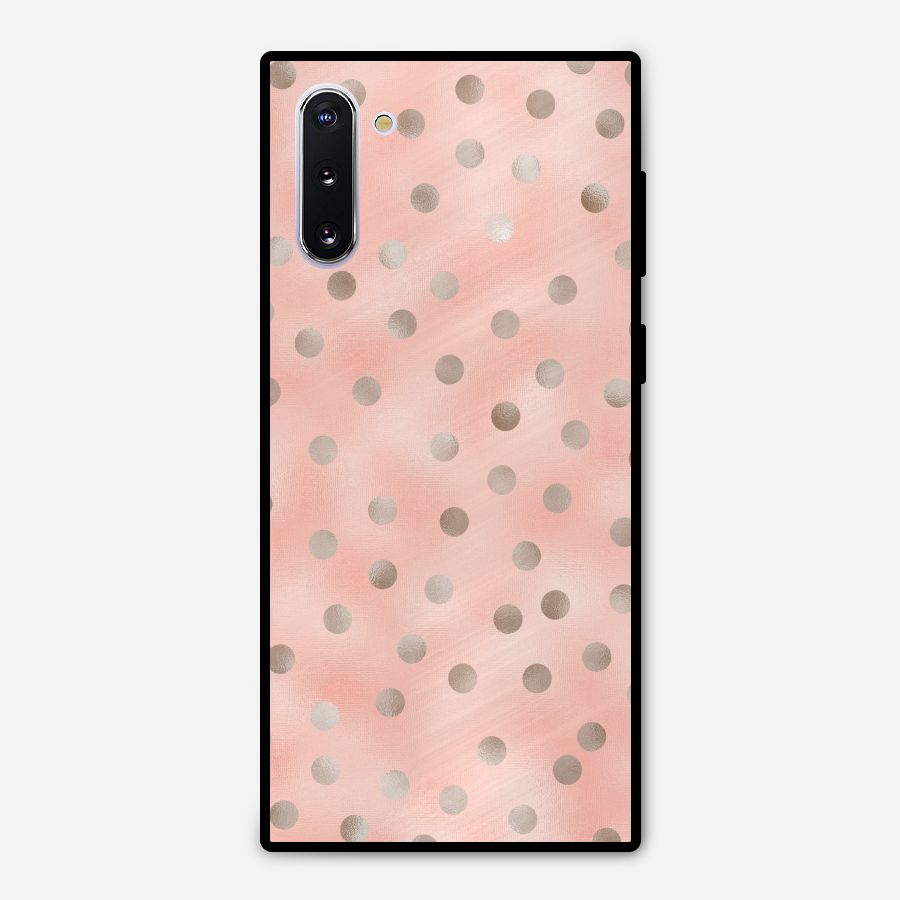 RoseGold Polka Dots Metal Back Case for Galaxy Note 10