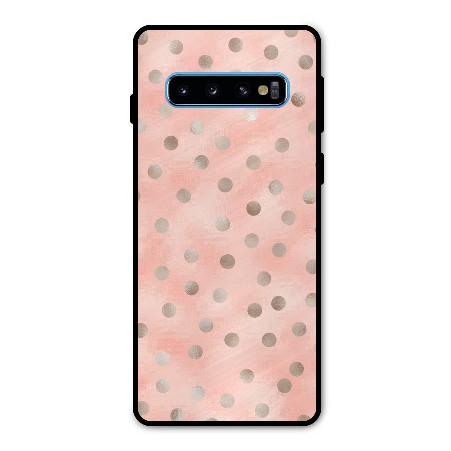 RoseGold Polka Dots Metal Back Case for Galaxy S10