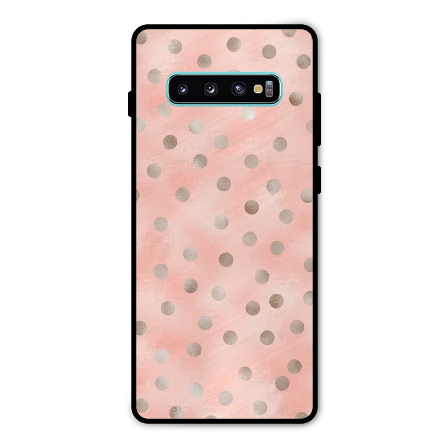 RoseGold Polka Dots Metal Back Case for Galaxy S10 Plus