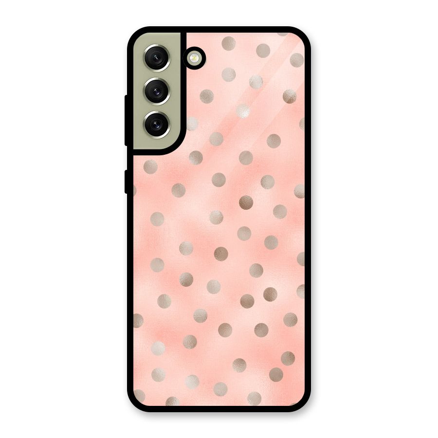 RoseGold Polka Dots Metal Back Case for Galaxy S21 FE 5G (2023)