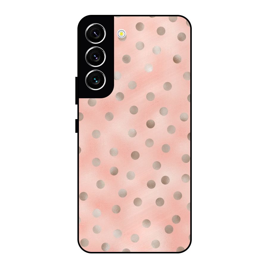 RoseGold Polka Dots Metal Back Case for Galaxy S22 5G