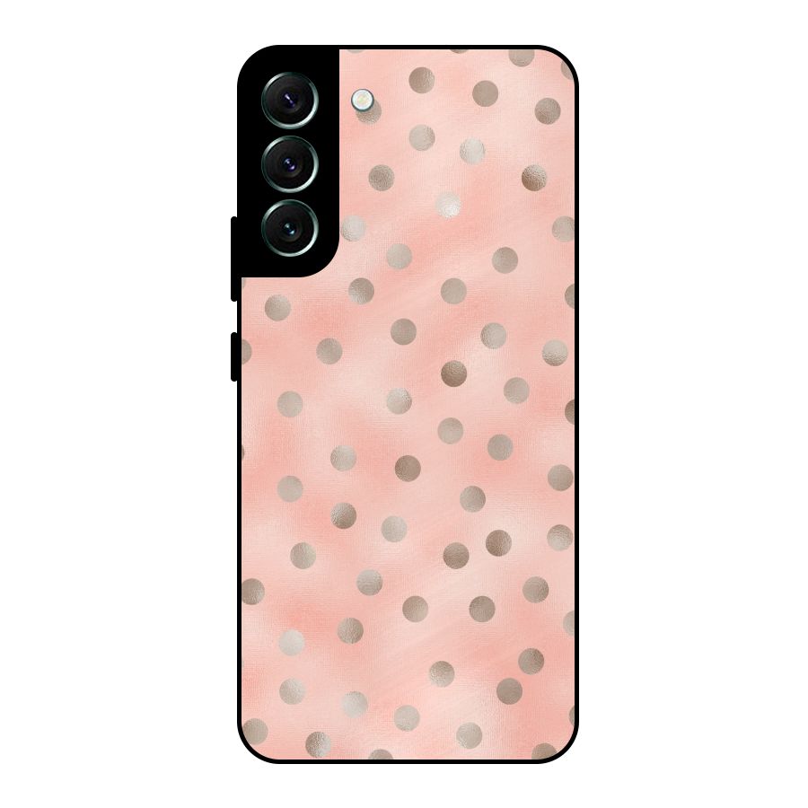 RoseGold Polka Dots Metal Back Case for Galaxy S22 Plus 5G