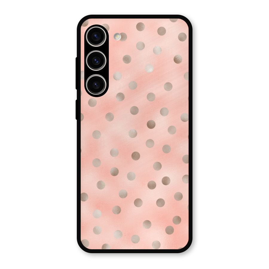 RoseGold Polka Dots Metal Back Case for Galaxy S23 Plus