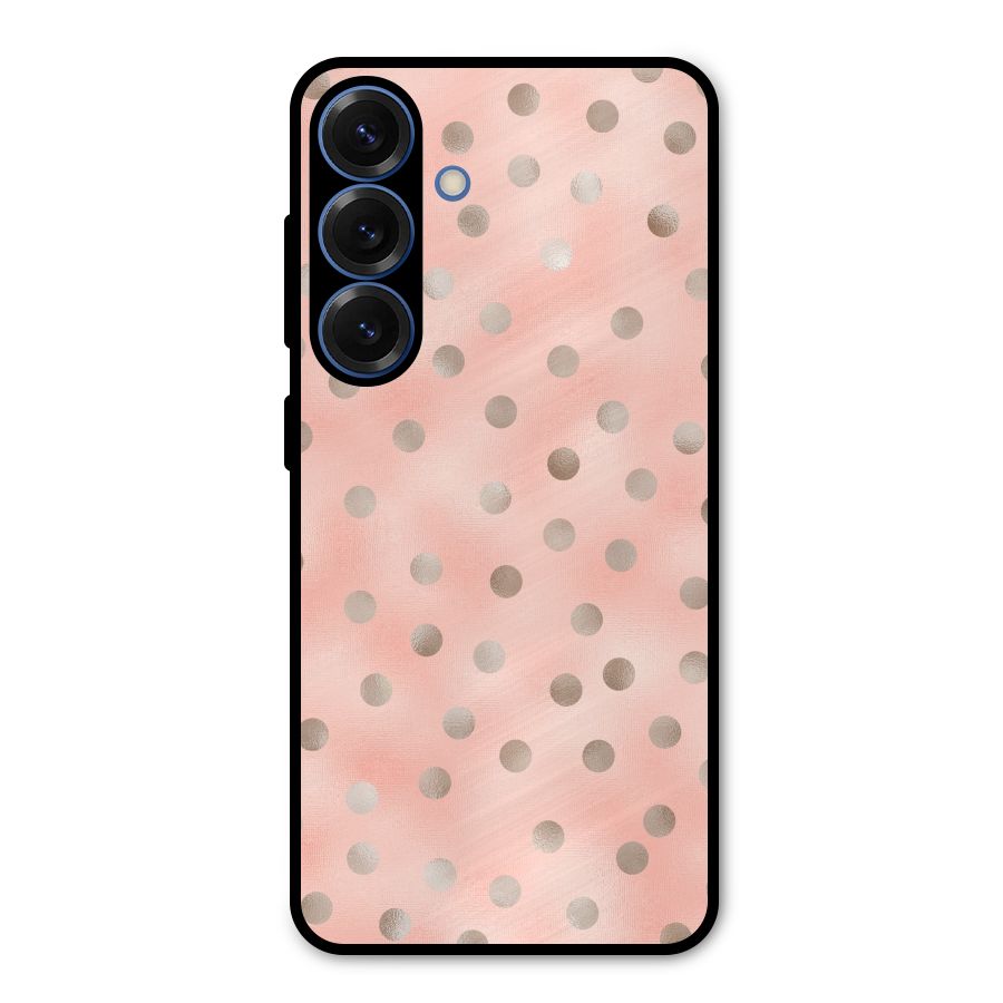 RoseGold Polka Dots Metal Back Case for Galaxy S25