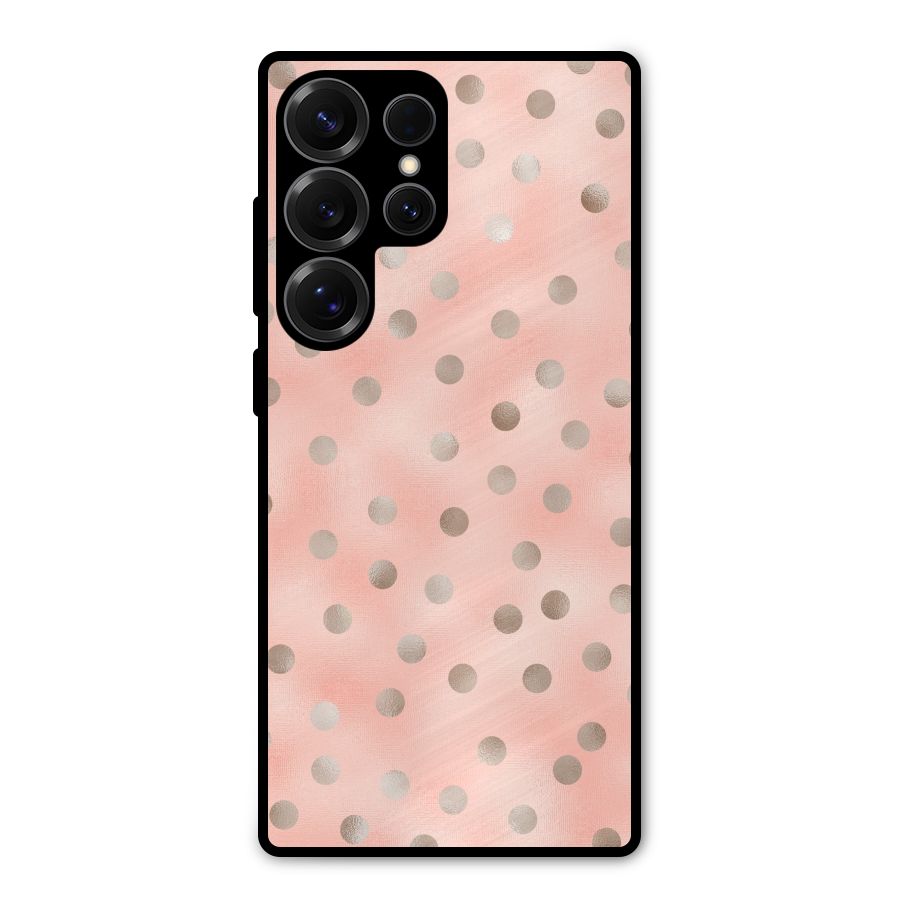 RoseGold Polka Dots Metal Back Case for Galaxy S25 Ultra
