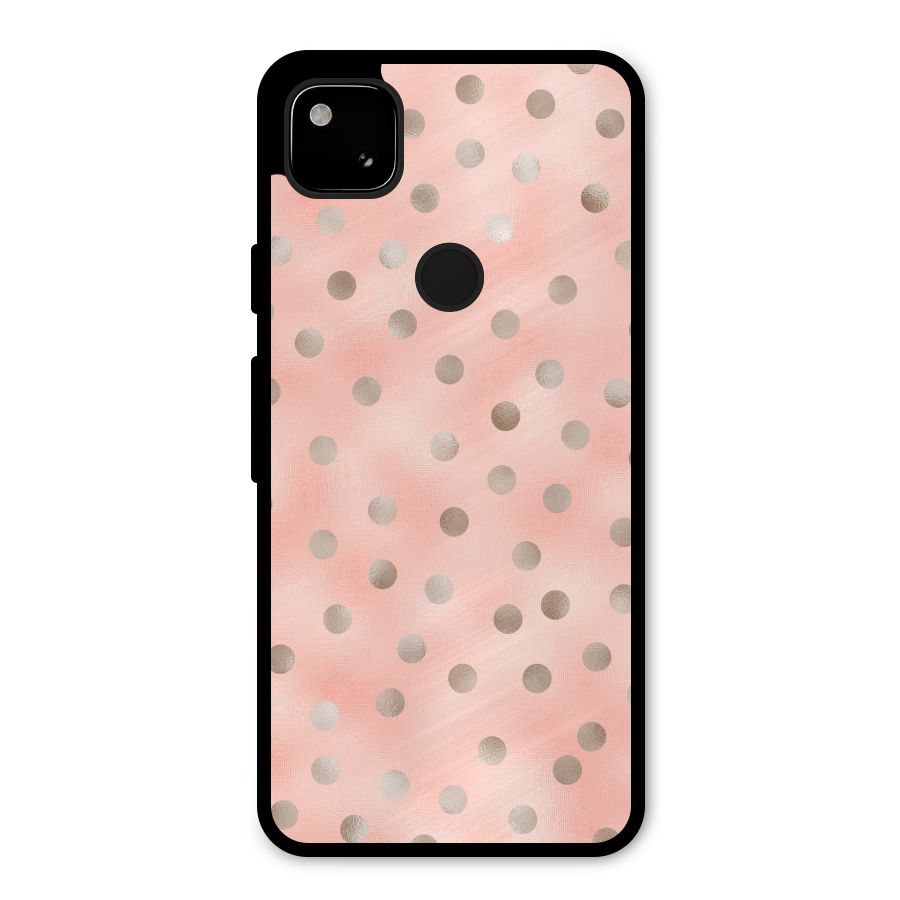 RoseGold Polka Dots Metal Back Case for Google Pixel 4a