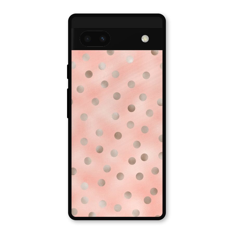 RoseGold Polka Dots Metal Back Case for Google Pixel 6a