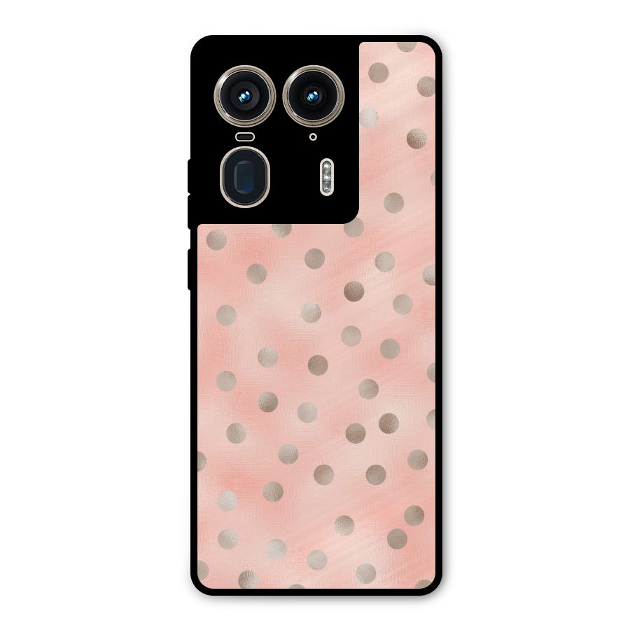 RoseGold Polka Dots Metal Back Case for Motorola Edge 50 Ultra