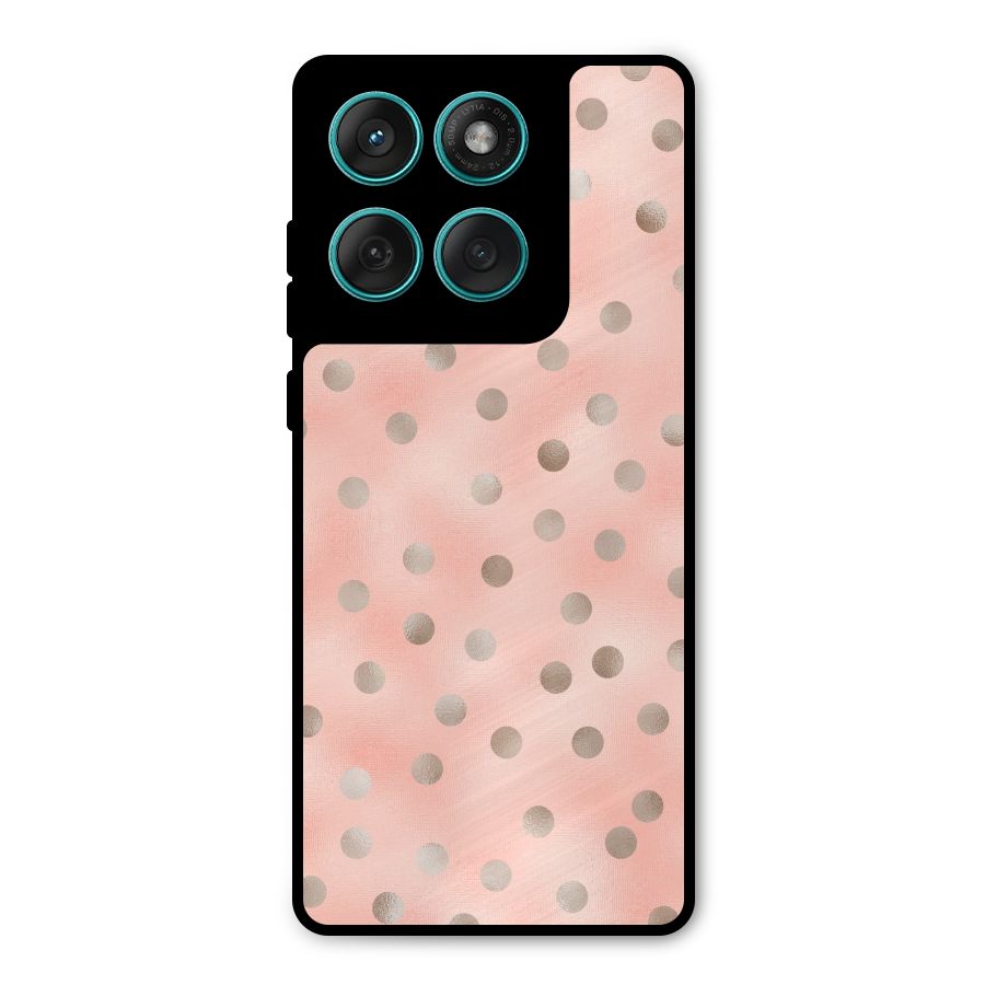 RoseGold Polka Dots Metal Back Case for Motorola Edge 60