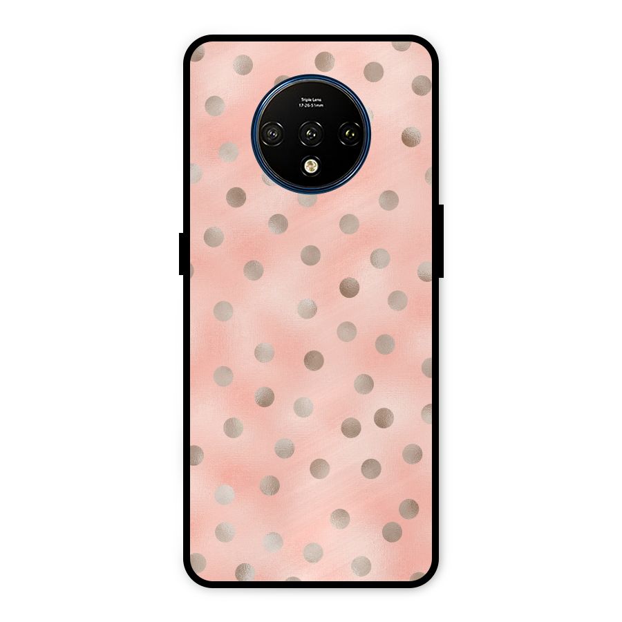 RoseGold Polka Dots Metal Back Case for OnePlus 7T