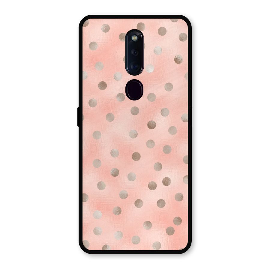 RoseGold Polka Dots Metal Back Case for Oppo F11 Pro