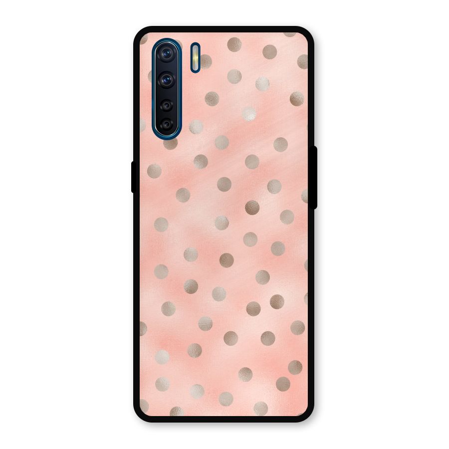 RoseGold Polka Dots Metal Back Case for Oppo F15