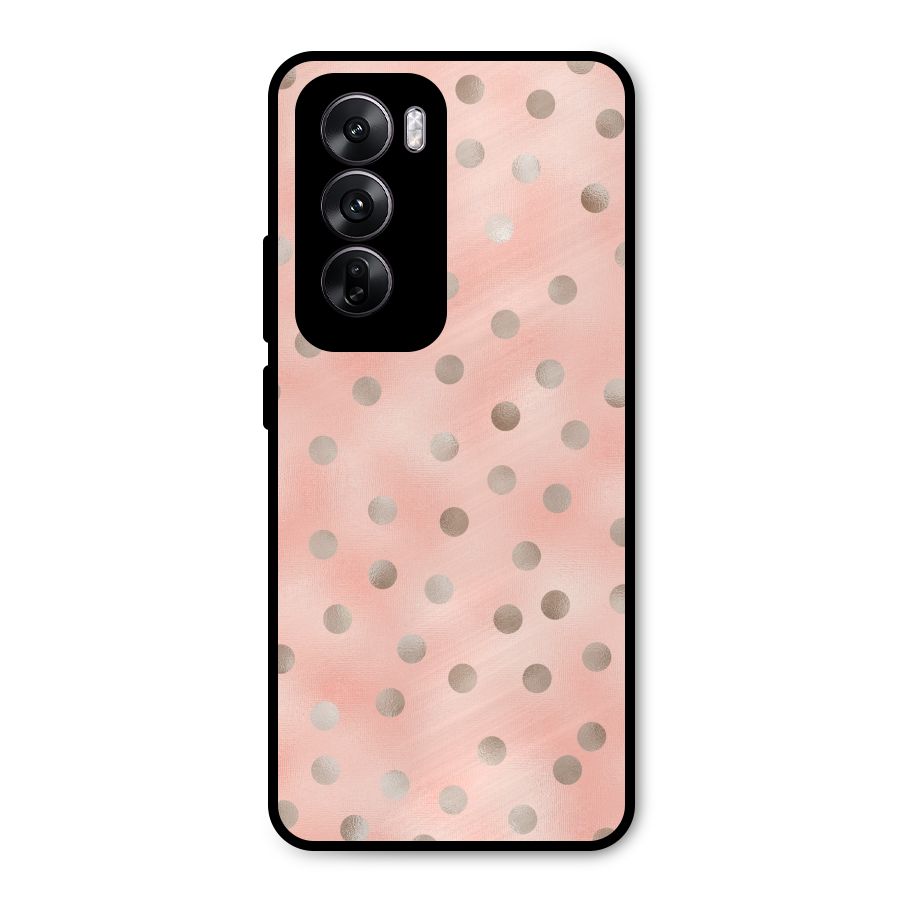 RoseGold Polka Dots Metal Back Case for Oppo Reno12