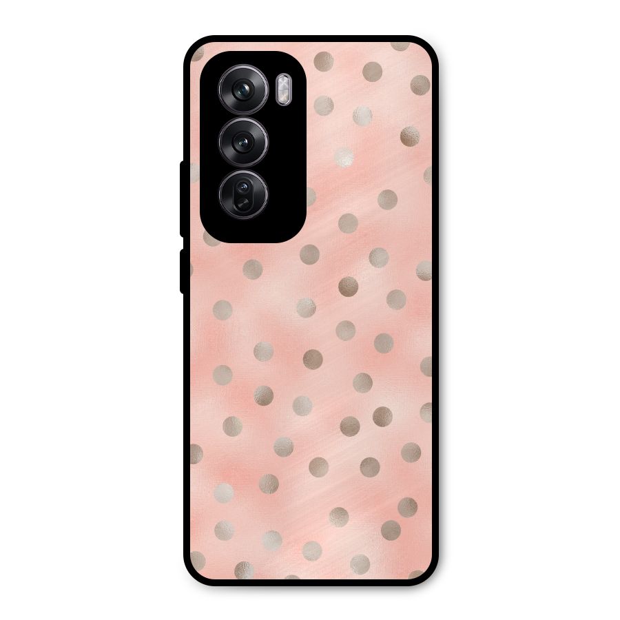 RoseGold Polka Dots Metal Back Case for Oppo Reno12 Pro