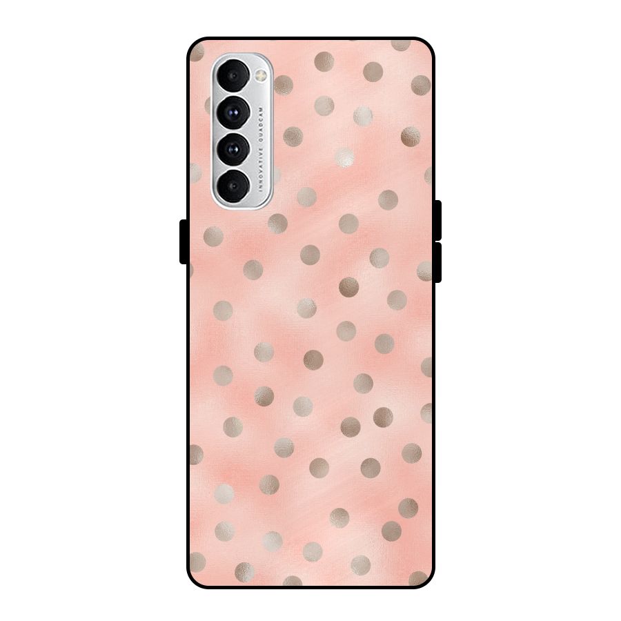 RoseGold Polka Dots Metal Back Case for Oppo Reno4 Pro