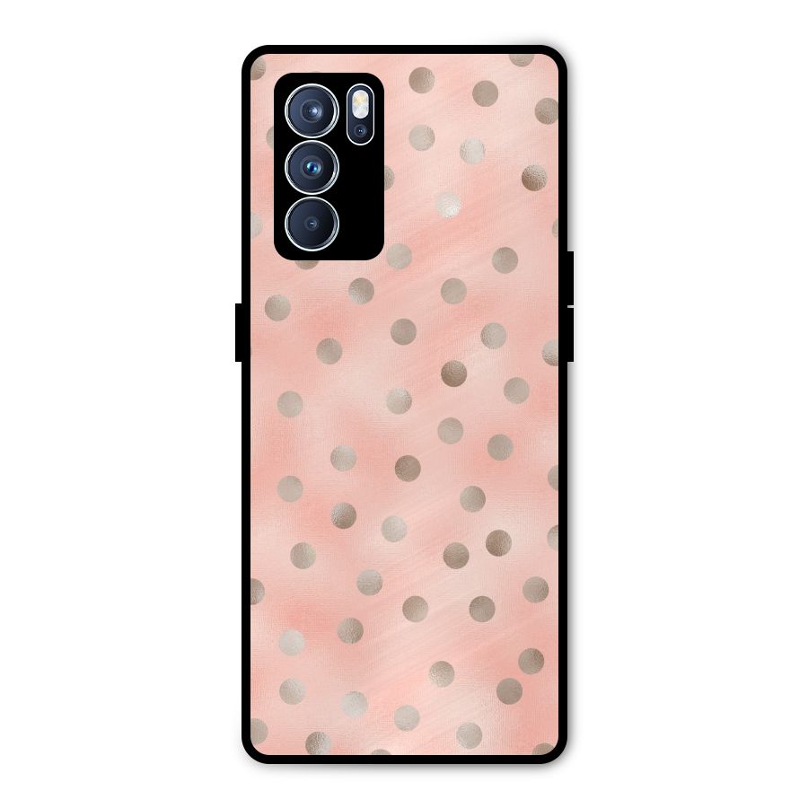 RoseGold Polka Dots Metal Back Case for Oppo Reno6 Pro 5G