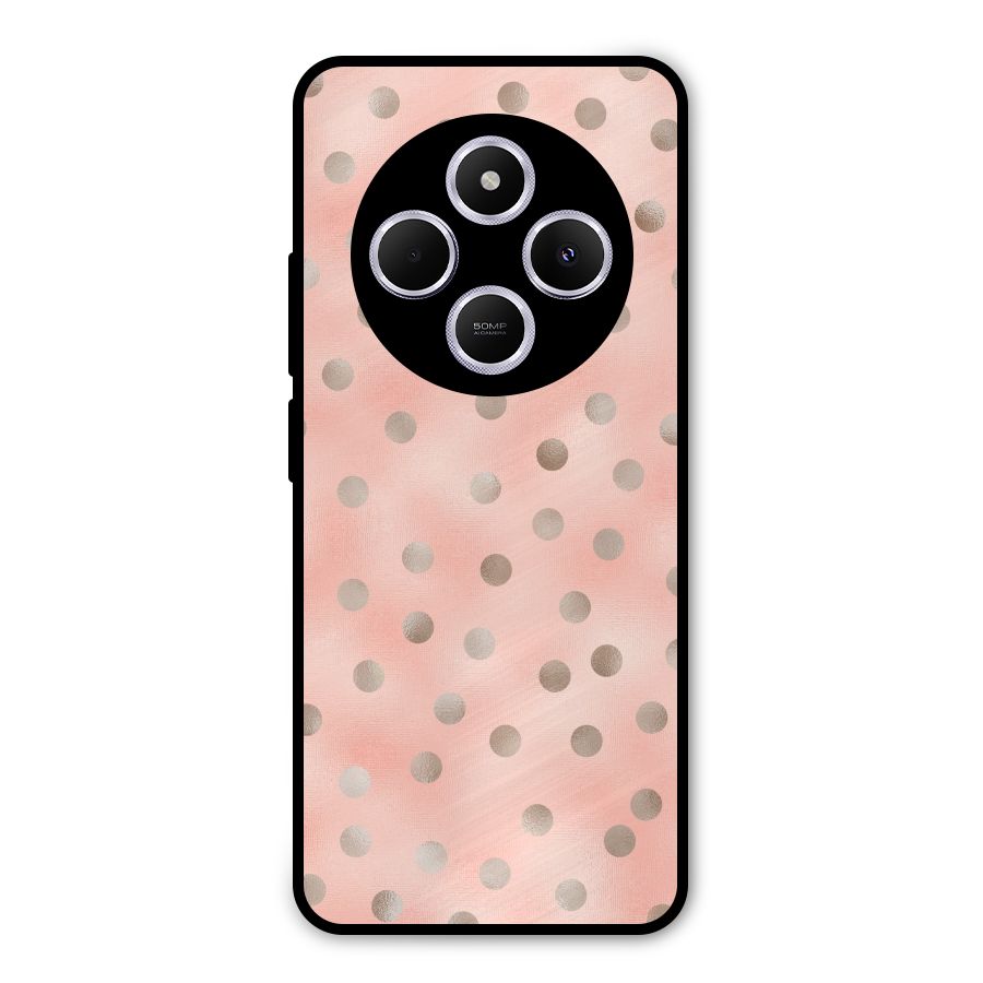 RoseGold Polka Dots Metal Back Case for Poco C75 5G