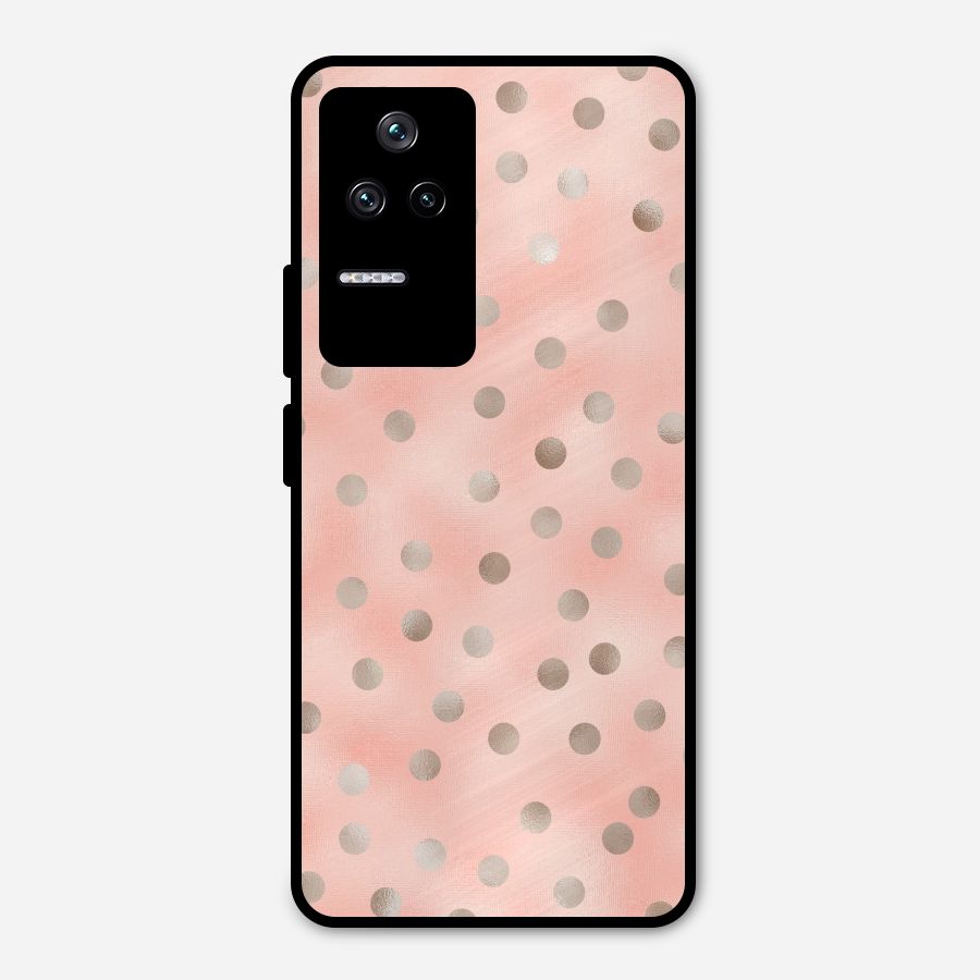 RoseGold Polka Dots Metal Back Case for Poco F4 5G