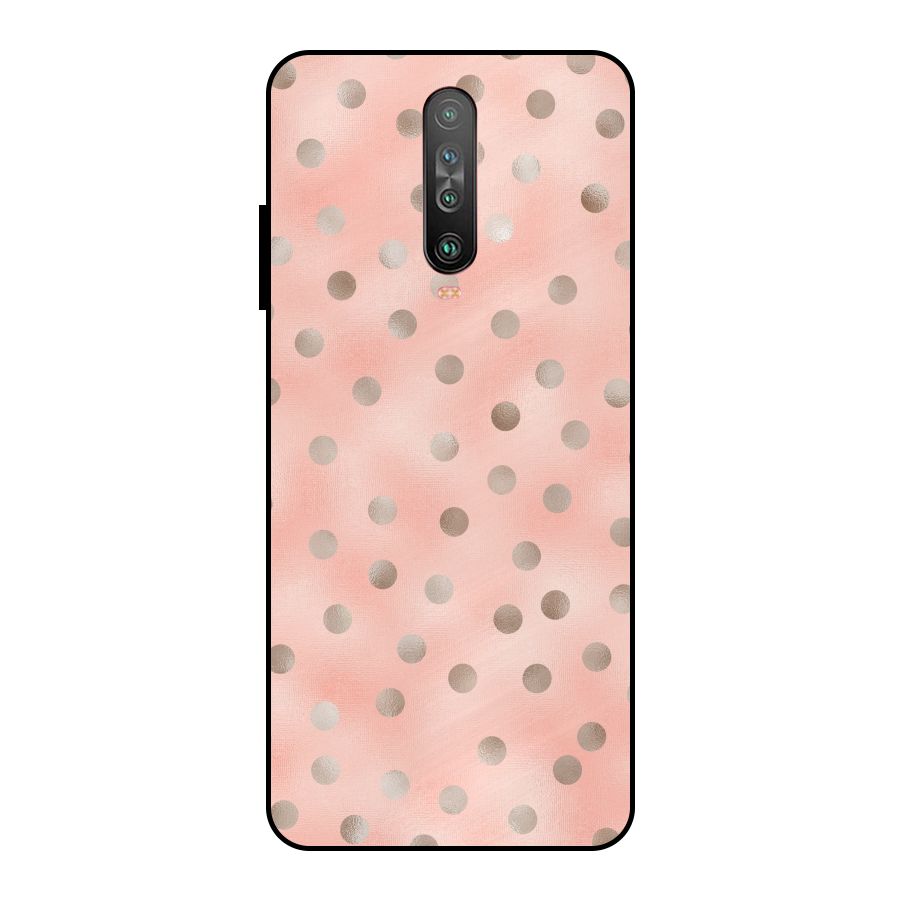 RoseGold Polka Dots Metal Back Case for Poco X2