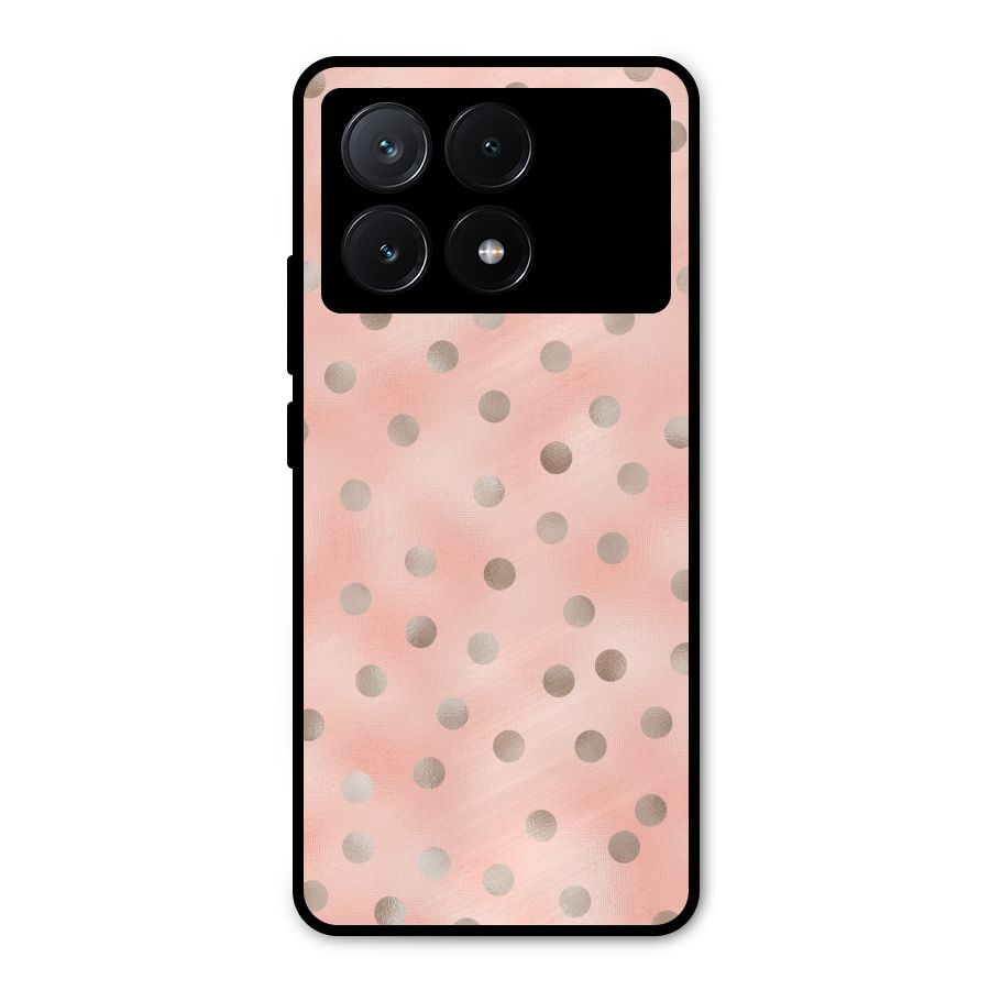RoseGold Polka Dots Metal Back Case for Poco X6 Pro